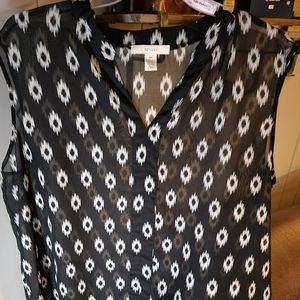Sejour 16W Plus Size Black and White Blouse